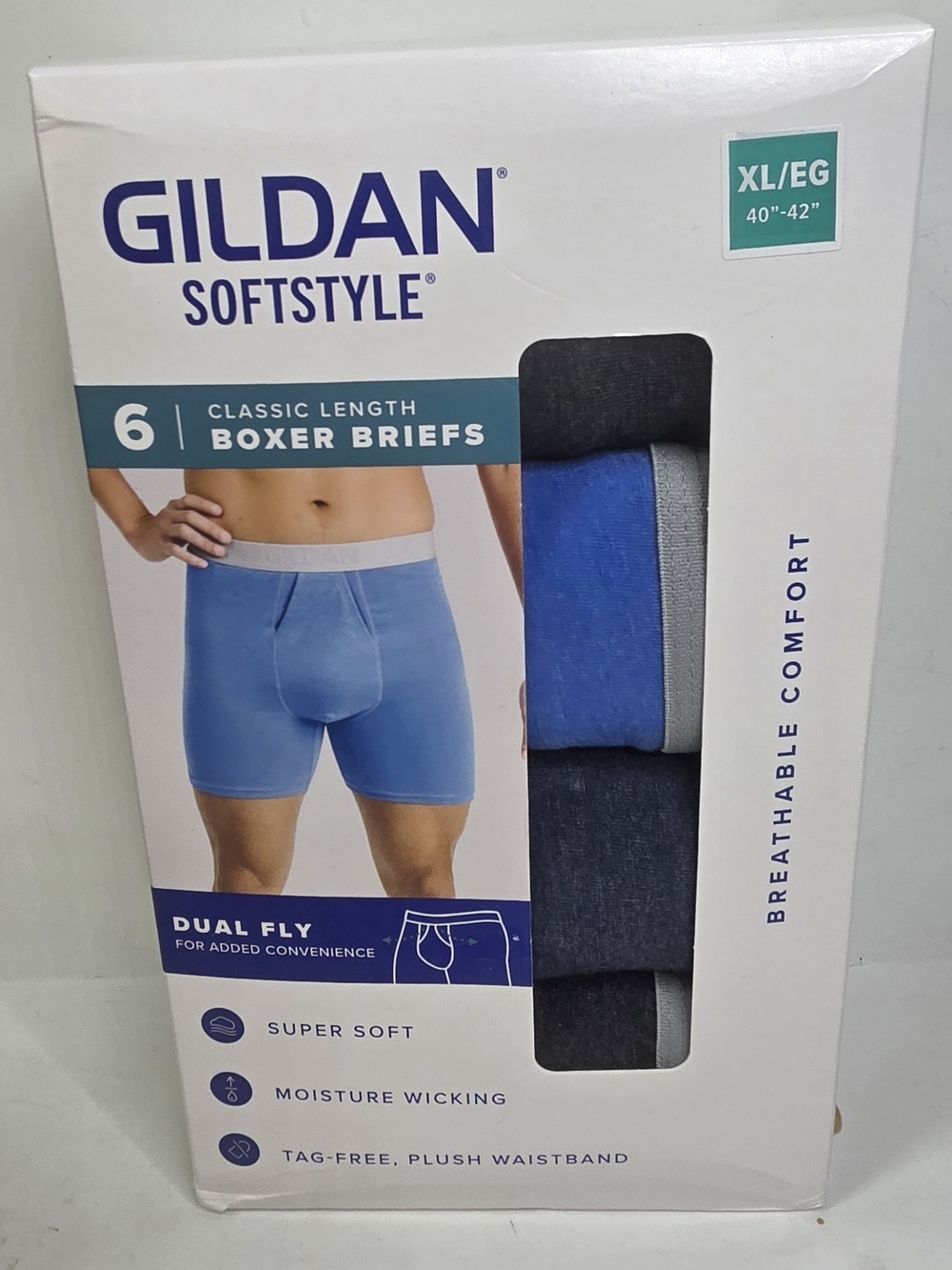 Gildan 6pk Softstyle Classic Length Boxer Briefs Mens XL